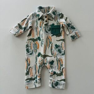Kate Quinn 0-3 Months Baby Boy Alligator Romper Organic Cotton